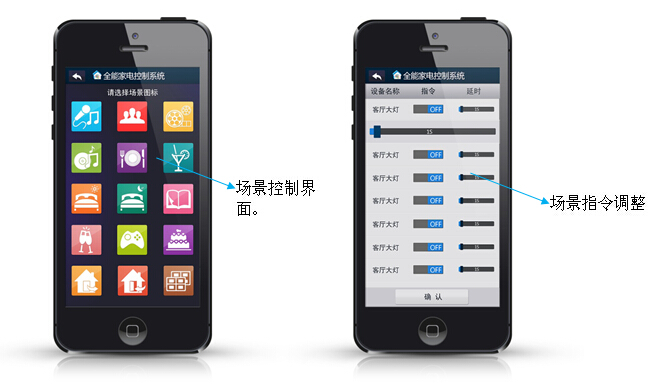 Android/IOS版全能家電手機(jī)APP（手機(jī)智能家居APP)場景控制界面說明